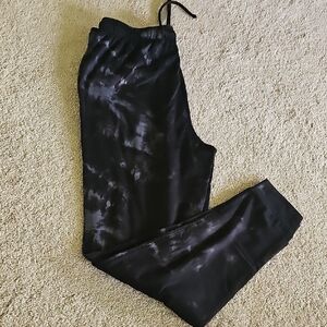 Black Jogger Track Pants with Tapered Leg and Drawstring Waist